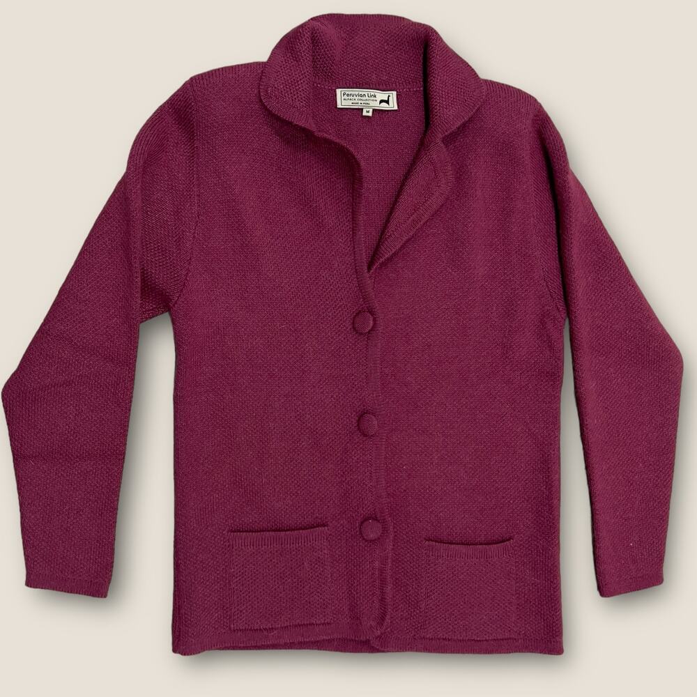 Maroon Peruvion Link Alpaca Collection button up Cardigan women’s size M